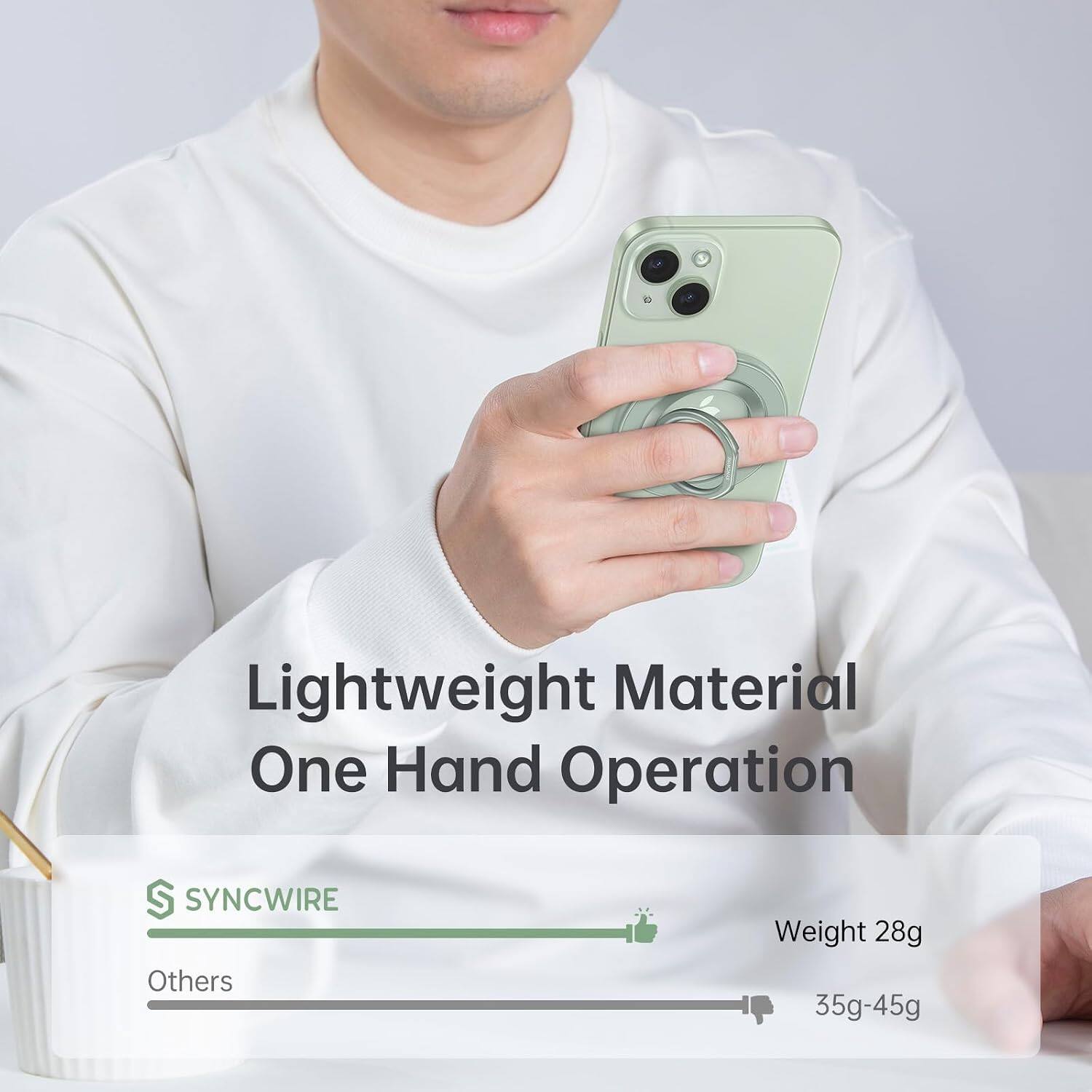 Lightweight Material One Hand Operation

SYNCWIRE
Others

Weight 28g
35g-45g