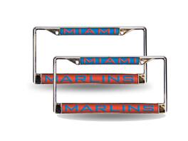 Rico Industries - Florida Marlins Laser Chrome Metal License Plate Frame - Set of 2 Frames - Multi