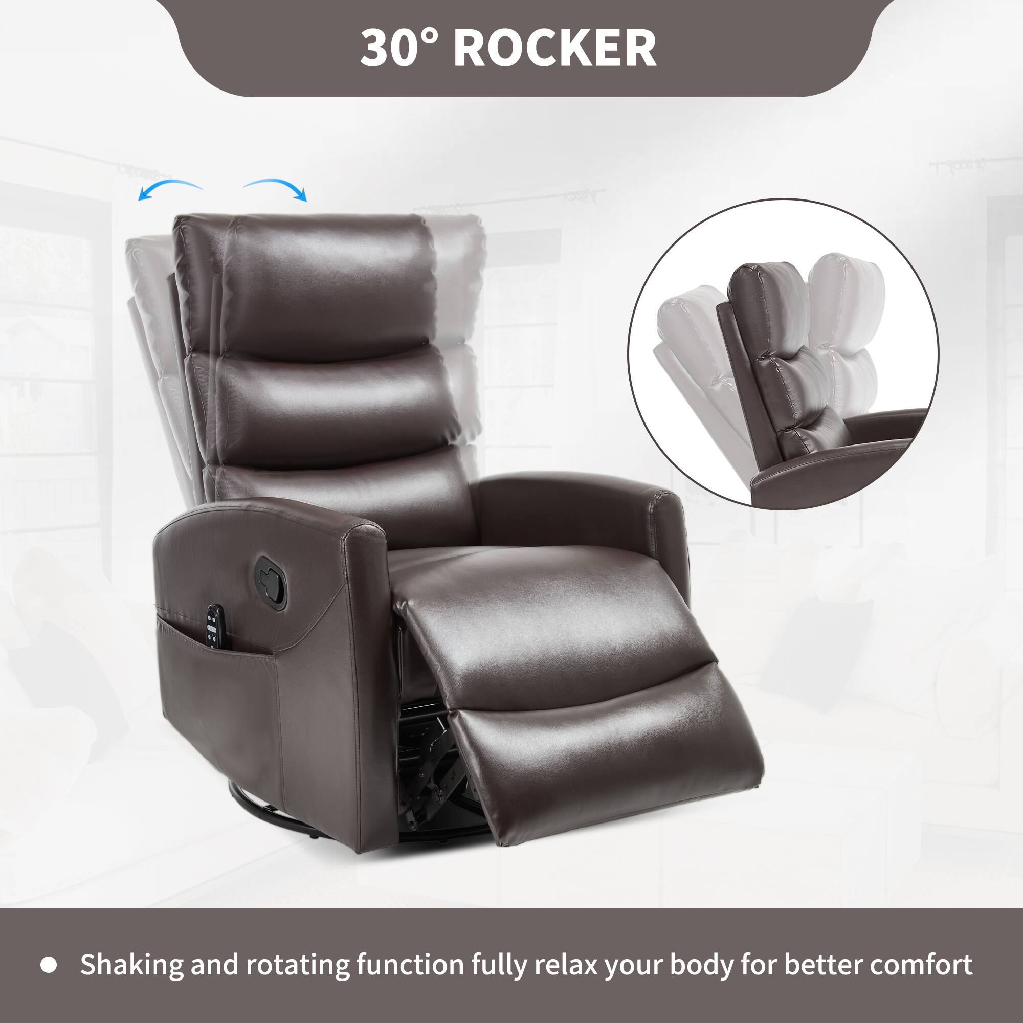 30° ROCKER

Shaking and rotating function fully relax your body for better comfort