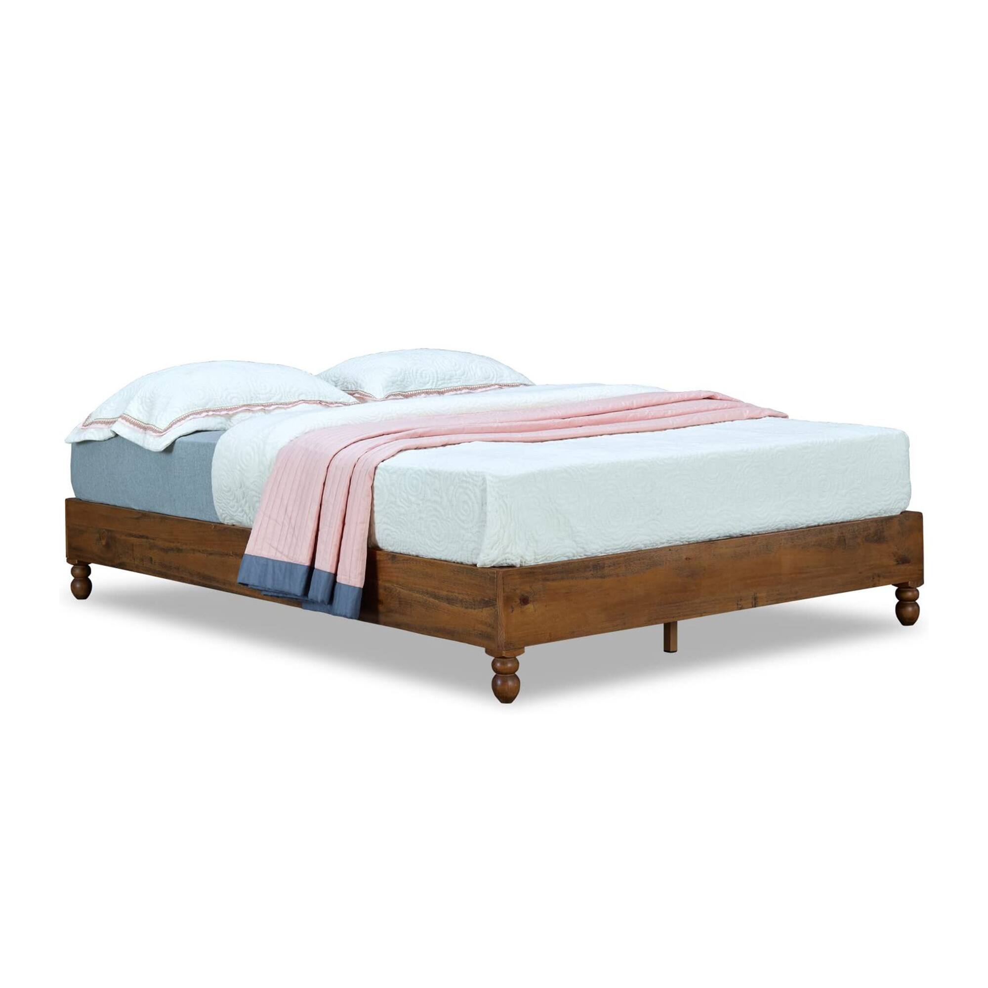 Alt View 1. MUSEHOMEINC - MUSEHOMEINC 12 Inch Solid Pine Wood Platform Bed Frame with Wooden Slats, Full - Brown.