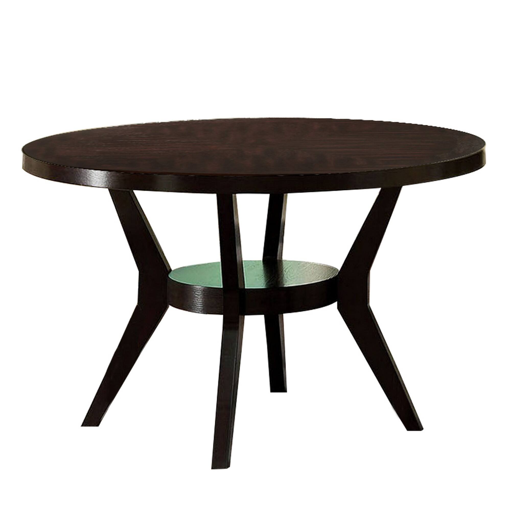 Manhattan Lane - 48" Modern Round Dining Table with Bottom Shelf - Brown