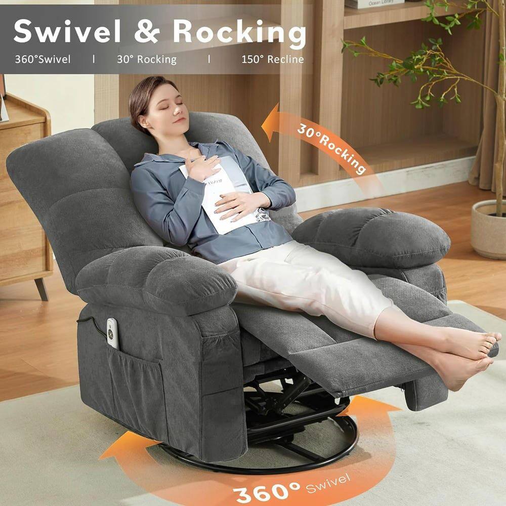 Swivel & Rocking  
360° Swivel | 30° Rocking | 150° Recline  

30° Rocking  
360° Swivel