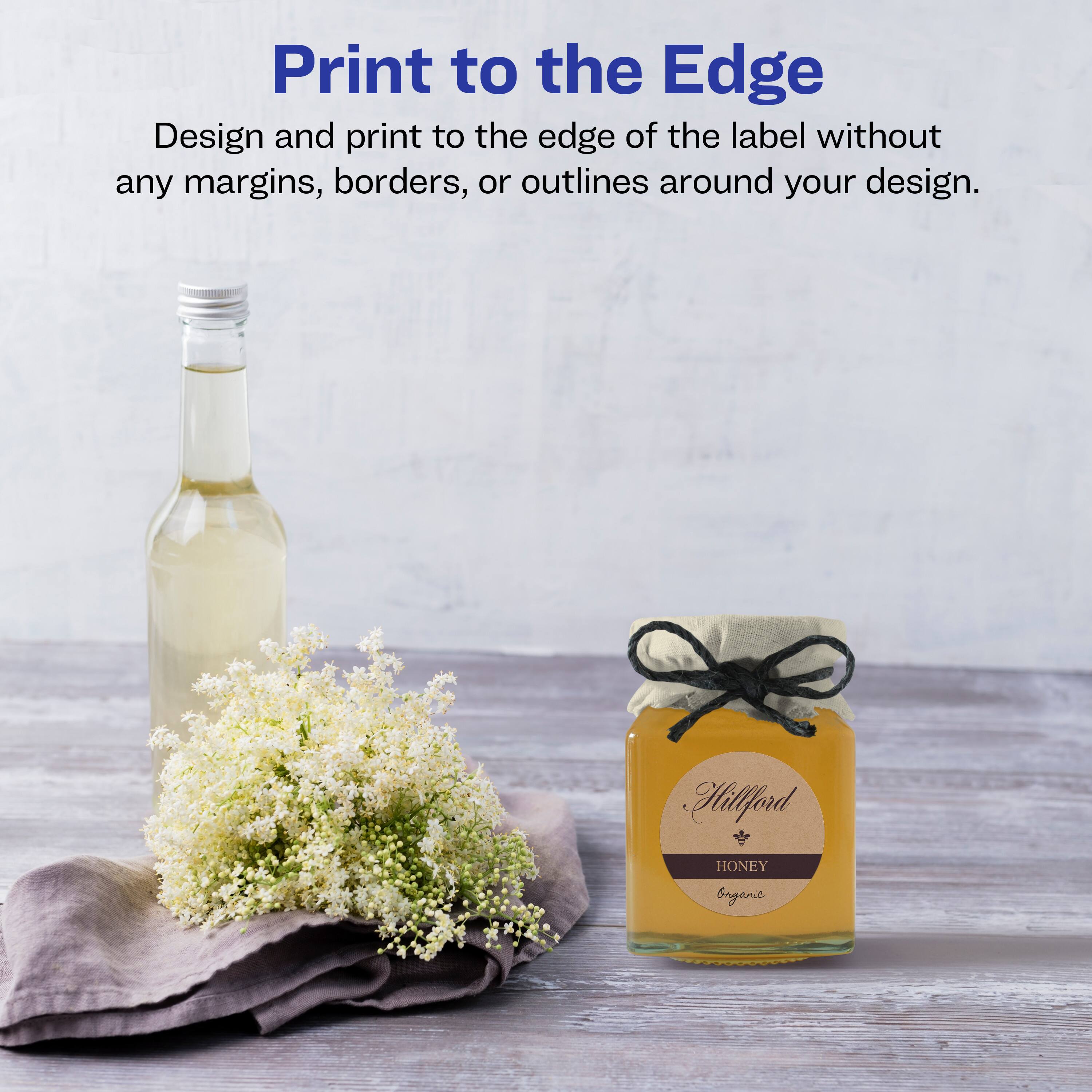 Print to the Edge

Design and print to the edge of the label without any margins, borders, or outlines around your design.

Hilford HONEY Organic