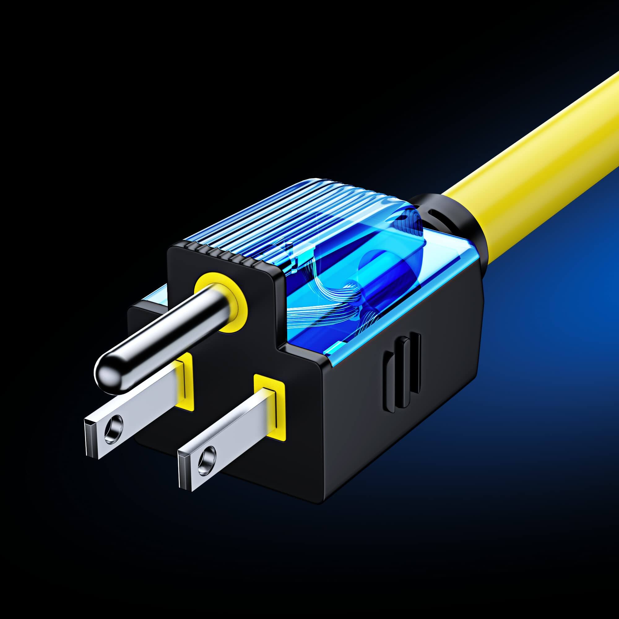 Alt View 2. Maximm - Extension Cord 30 Feet, SJTW Extension Cord with Multiple Outlets, 14 Gauge ETL Listed - Yellow.