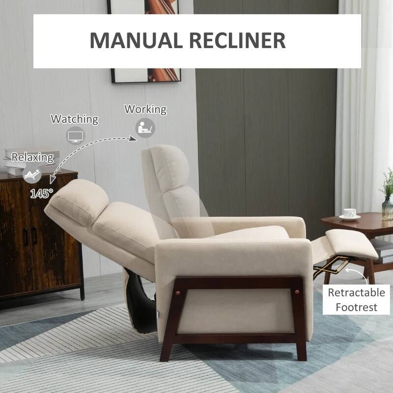 MANUAL RECLINER

- Watching
- Working
- Relaxing
- 145°
- Retractable Footrest