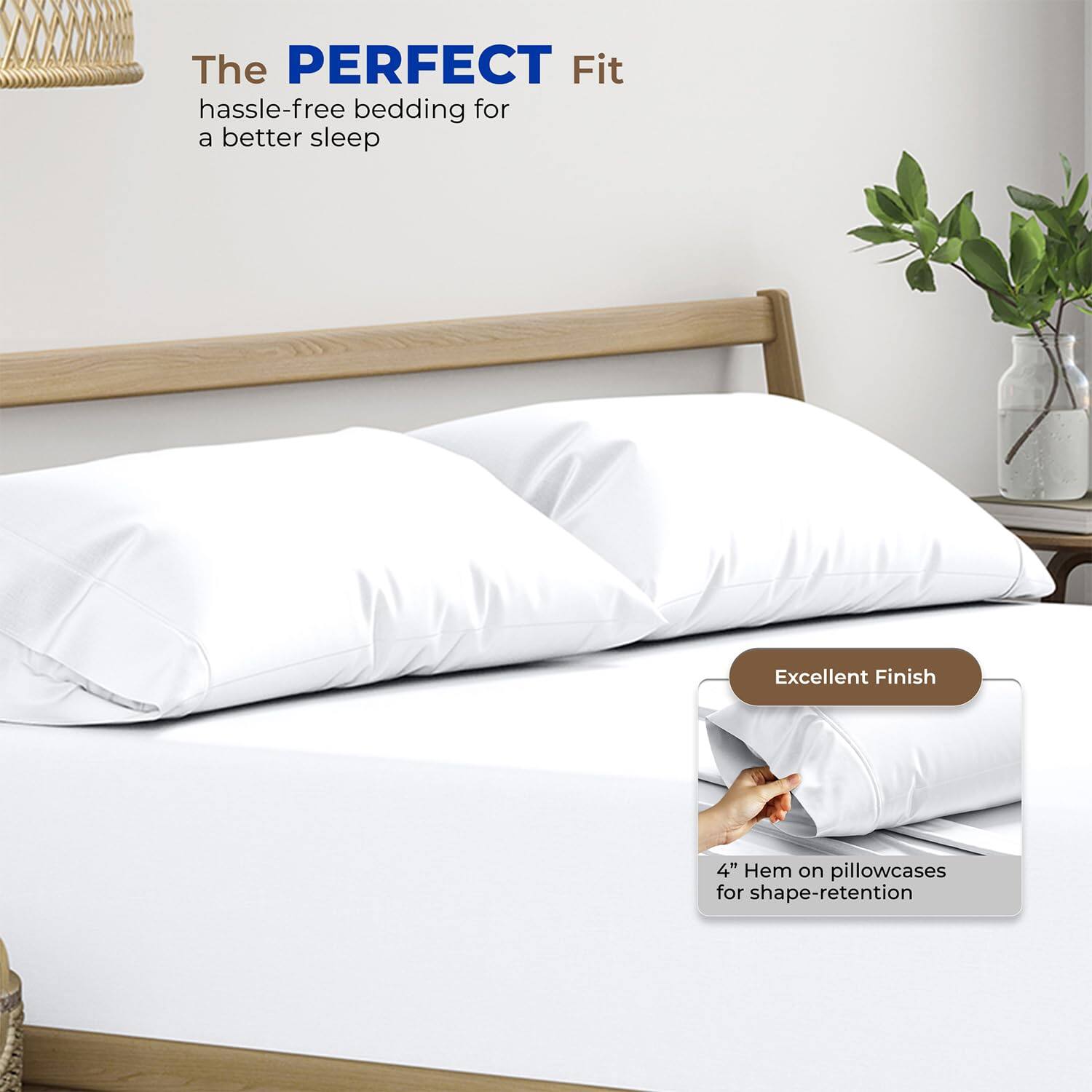 Dapper Styles Egyptian Cotton Pillow Cases Queen Set Of 2 Soft ...