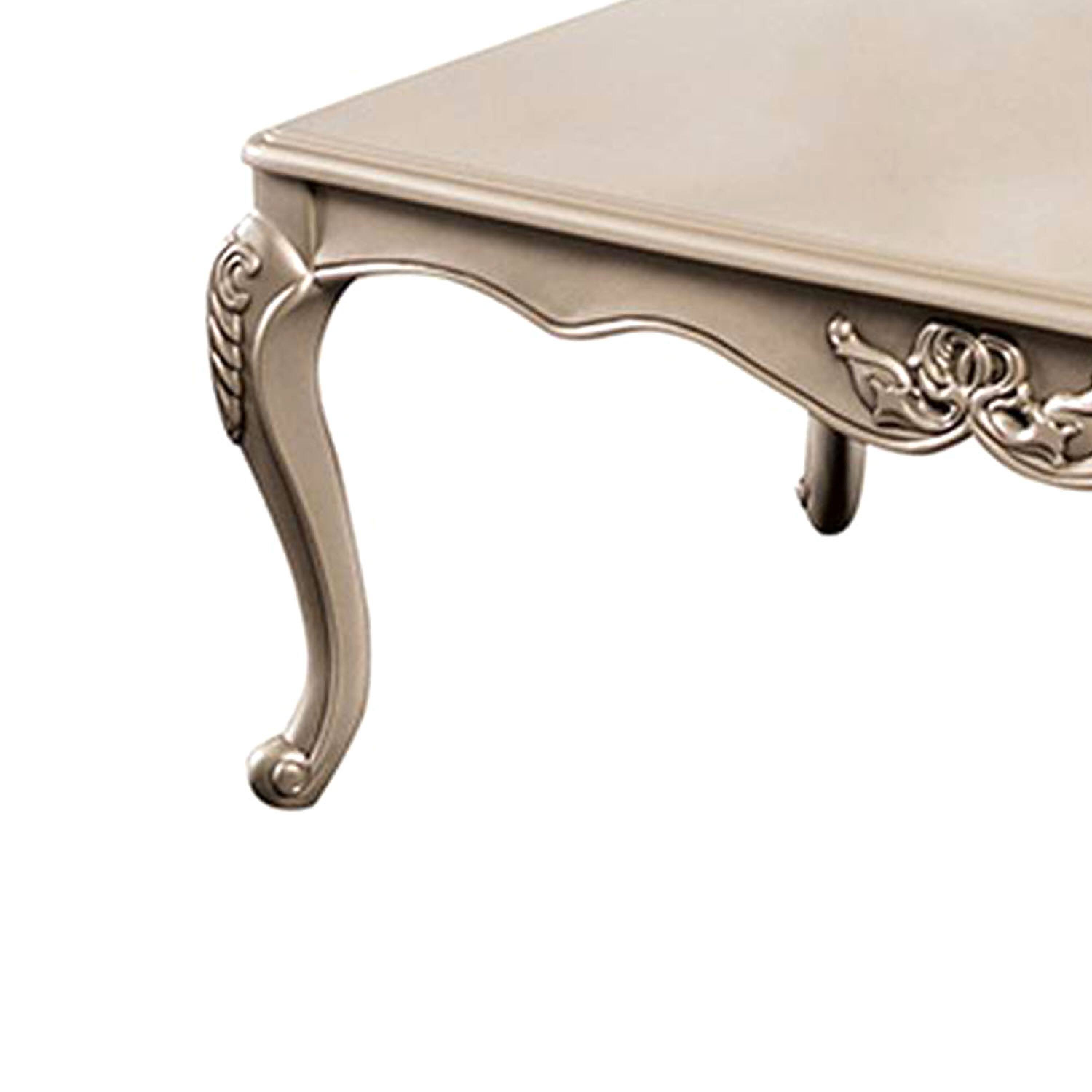 Alt View 3. Manhattan Lane - Ery Coffee Table, Champagne Wood Frame, Carved Details, 48 Inch - Champagne, Gold.
