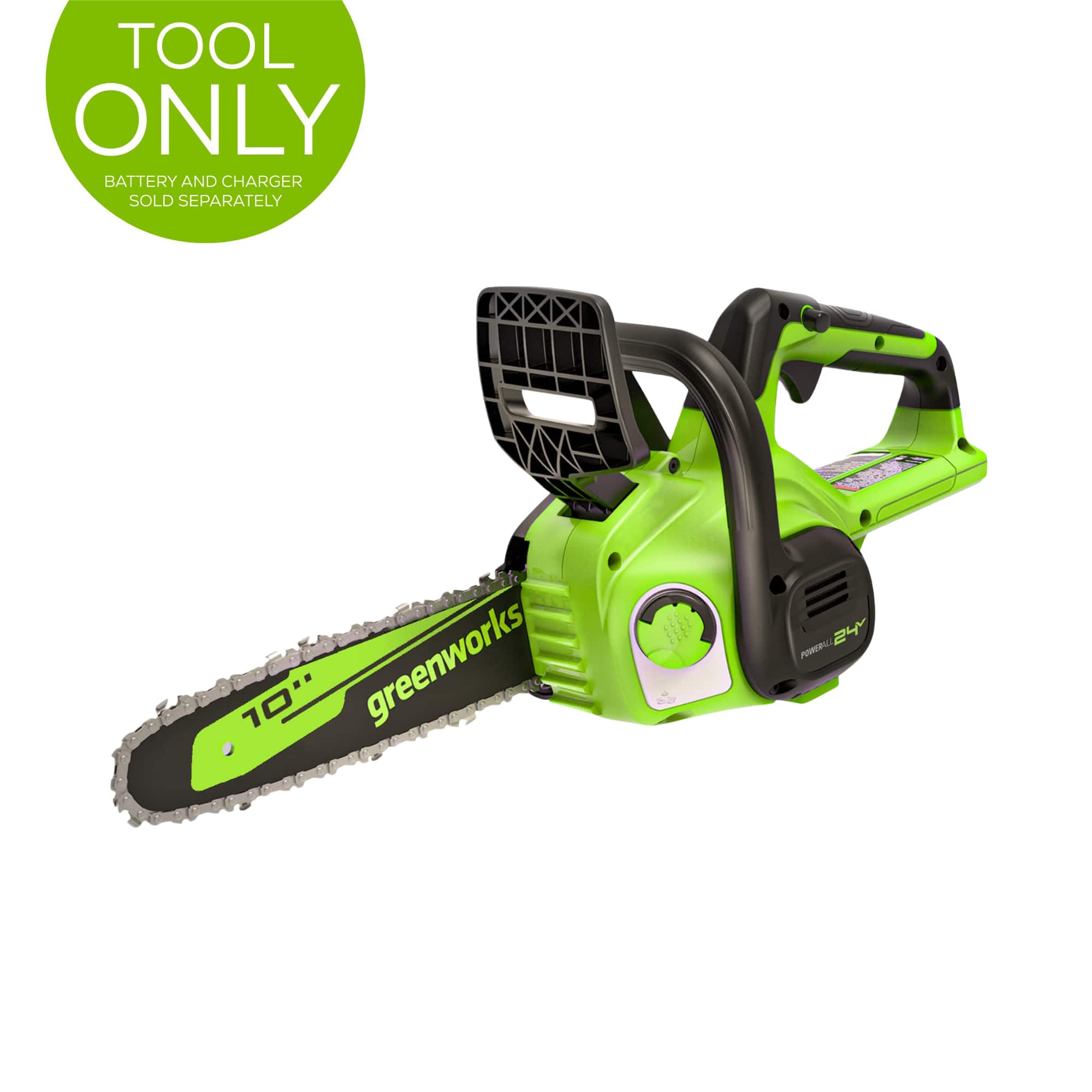 Greenworks - 24V 10'' Chainsaw, Tool Only, Battery and Charger Not Included CS24B00 - Green