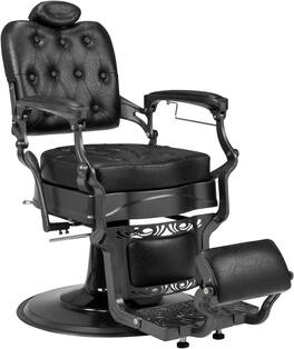 Winado - Heavy Duty Metal Vintage Barber Chair Hydraulic Recline Hair Salon Beauty Chair with Removable Headrest for Barber Shop - Black