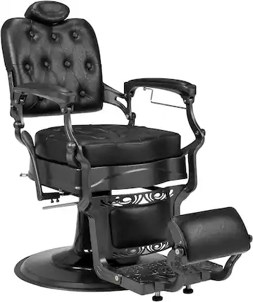 Front. Winado - Heavy Duty Metal Vintage Barber Chair Hydraulic Recline Hair Salon Beauty Chair - Black.