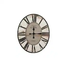 Hivvago - Oversized Distressed Paris Wood Wall Clock - White Washed