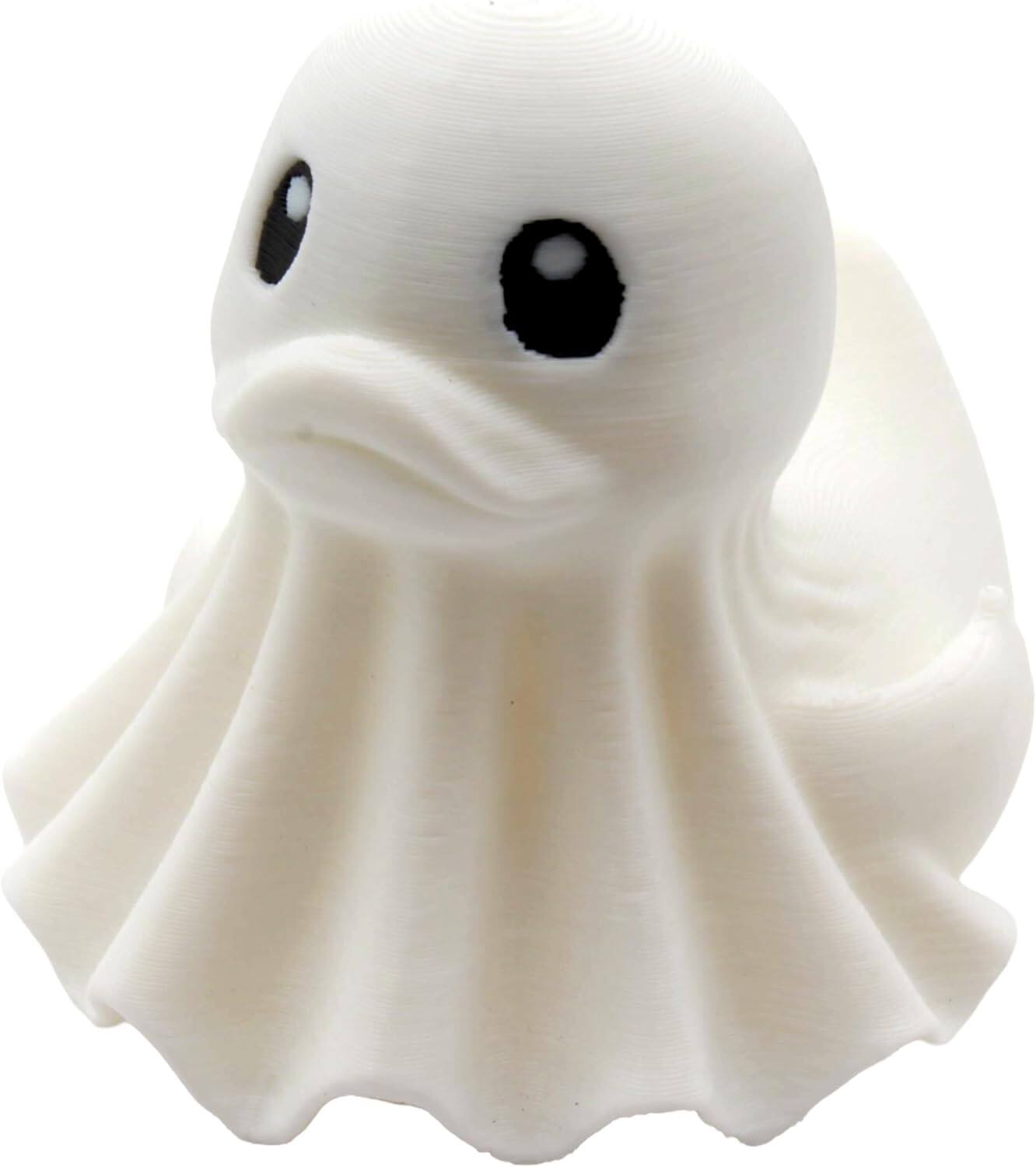 Front. JuzToys - Cute Ghost Duck Figurine, 4x4 Ducking, Fun Car Dashboard Accessory, Spooky Halloween Ducks for Cars by PowerTRC - White.