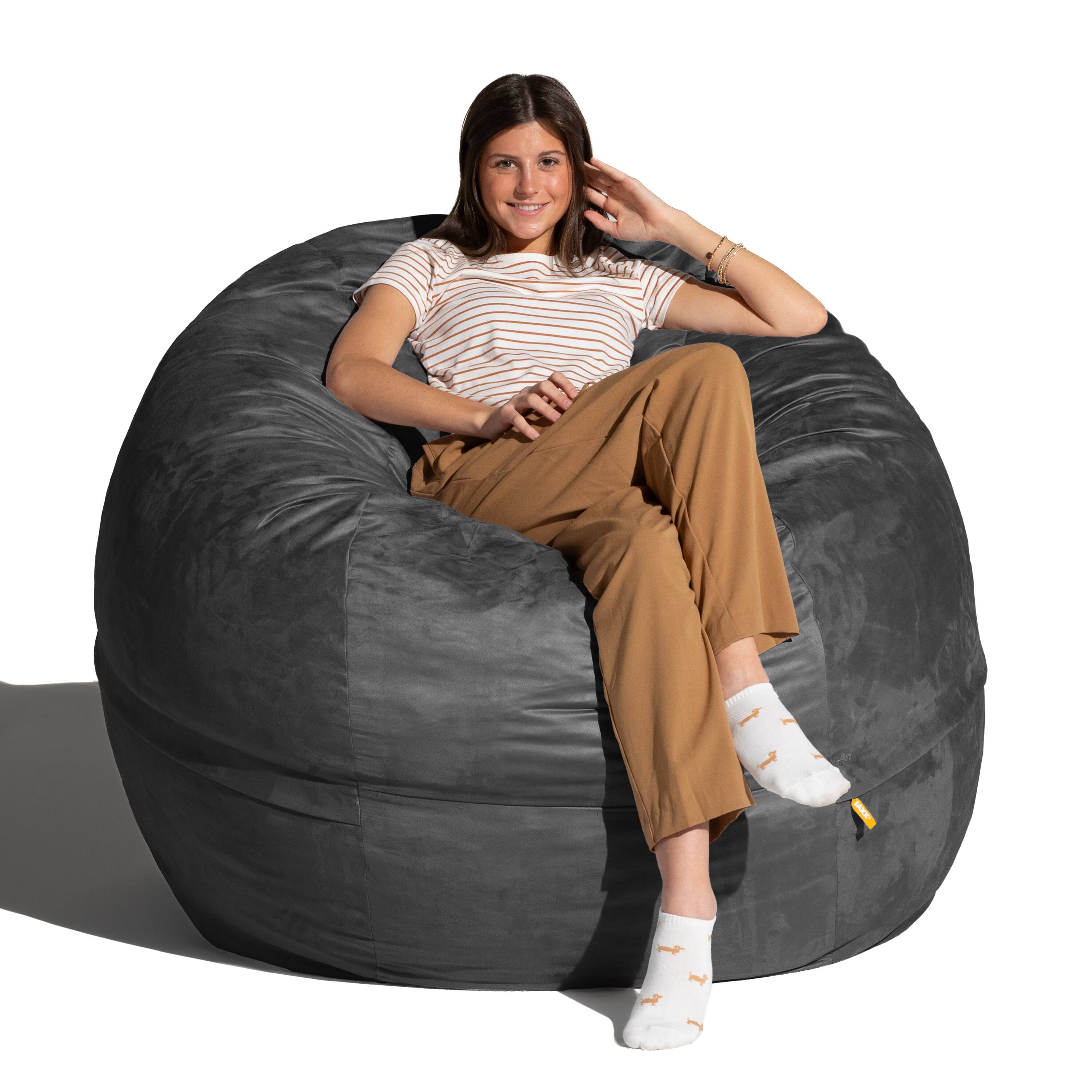 Angle. Jaxx - Jaxx Saxx 5 Foot Large Bean Bag w/ Removable Cover, Black - Black.
