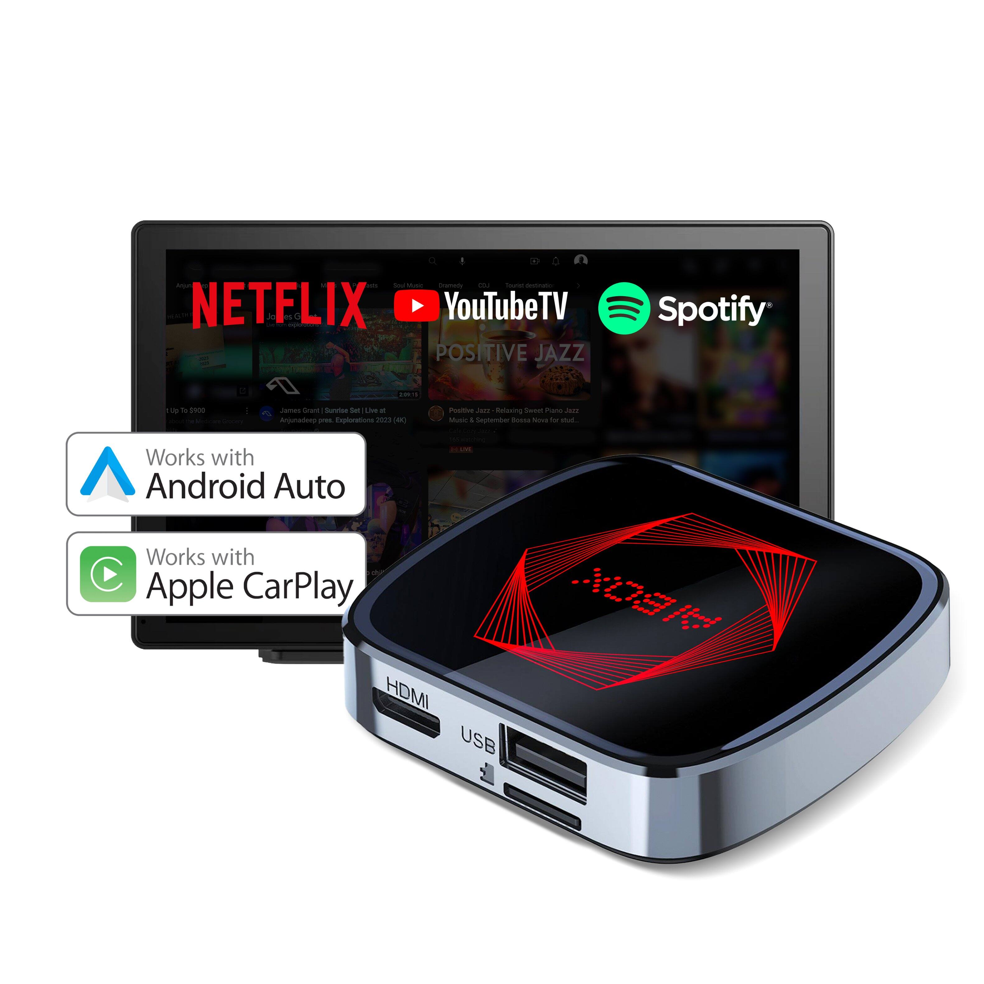 1 - - - - - - -  
NETFLIX YouTubeTV POSITIVE JAZZ Spotify - . - i - Jm -a -urate den -he . e tee AOIS - Cratons mUs 00 Works with Android Auto Pouttus Jans Betesiing Sase Pare -a2 Music a Soterber Soond - - sd ee Ta ee CEAM Works with Apple CarPlay HDMI USB 222 fet
