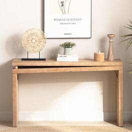 GOODSILO - Slim Natural Wood Console Table with Bead Detail for Entryways Hallways and Living Rooms - Light Natural