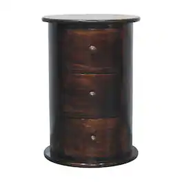 Artisan Furniture - Solid Wood California Walnut Drum 3 Drawer Chest - Brown