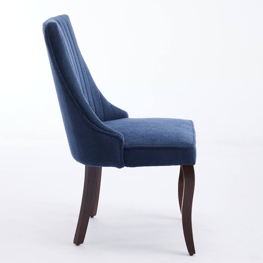 Back. Loheer - Loheer Blue Dining Chairs Set of 2 Fabric Upholstered Accent High Back - Blue.
