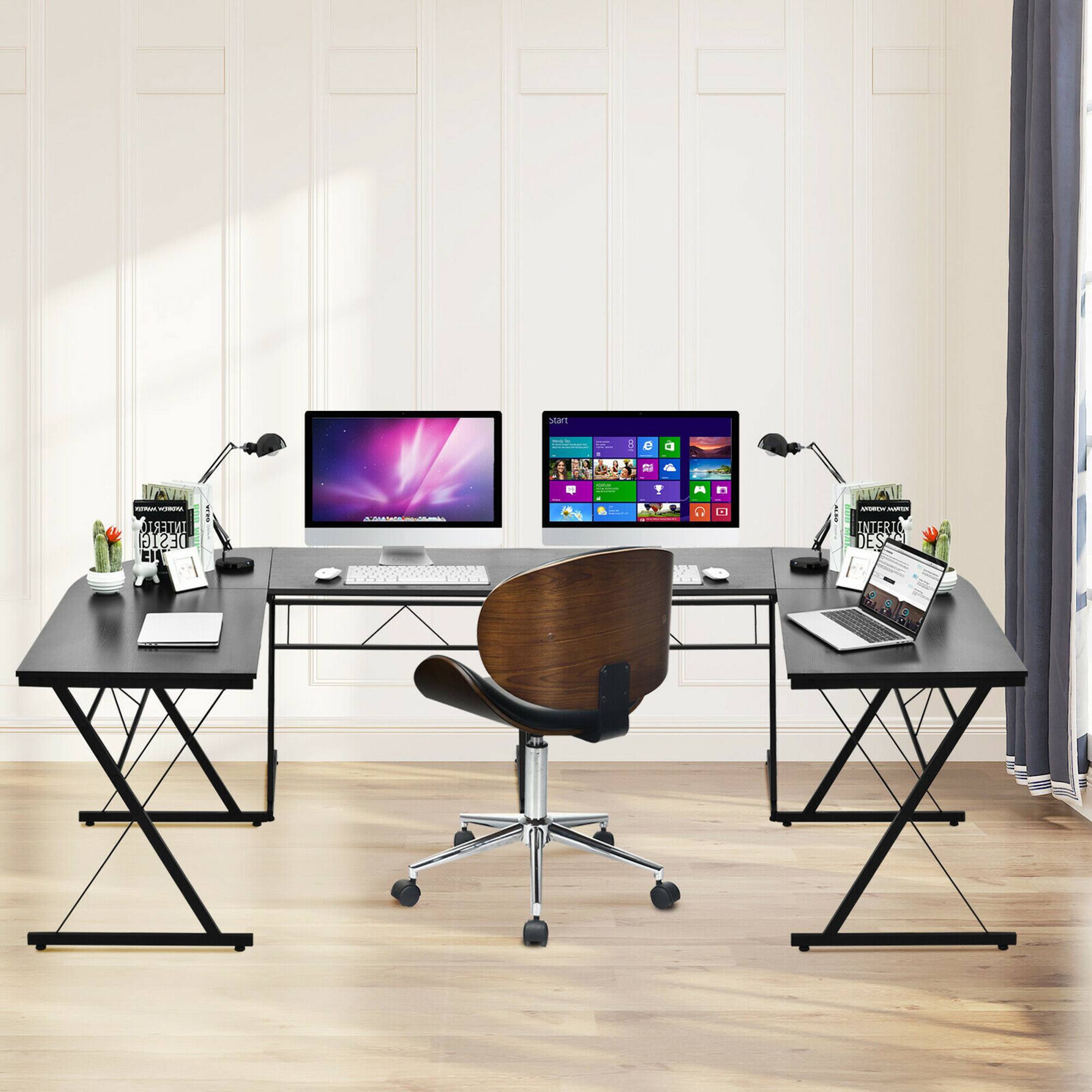 Gymax 59'' L Shaped Corner Desk Home Office Computer Table Study