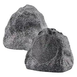 Theater Solutions by Goldwood - 2R6G Outdoor 6.5" Rock 2 Piece Speaker Set for Deck Pool Spa Yard Garden - Granite Gray