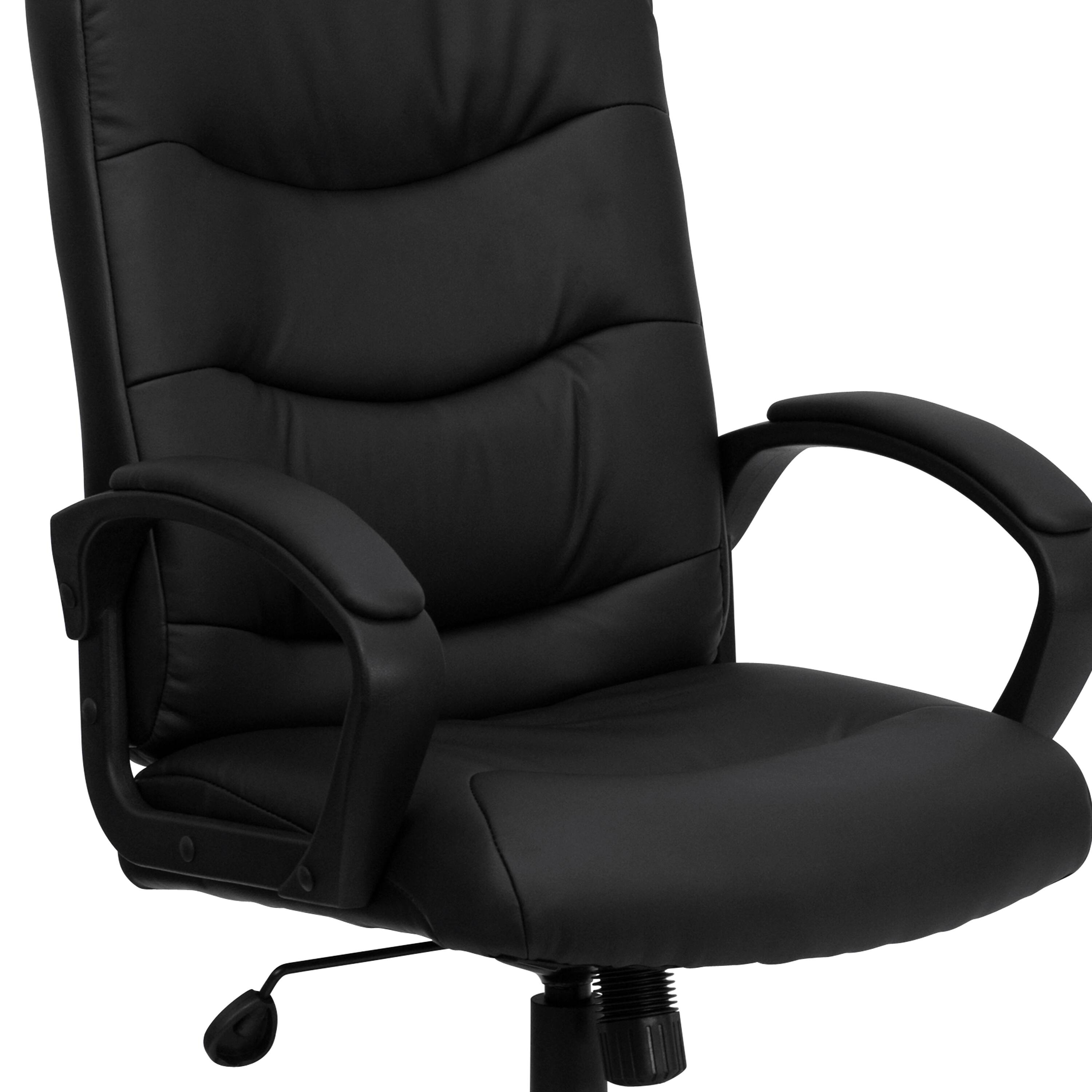 Alt View 8. Emma + Oliver - Mid-Back Fabric Executive Swivel Office Chair with Three Line Horizontal Stitch Back and Arms - Black.