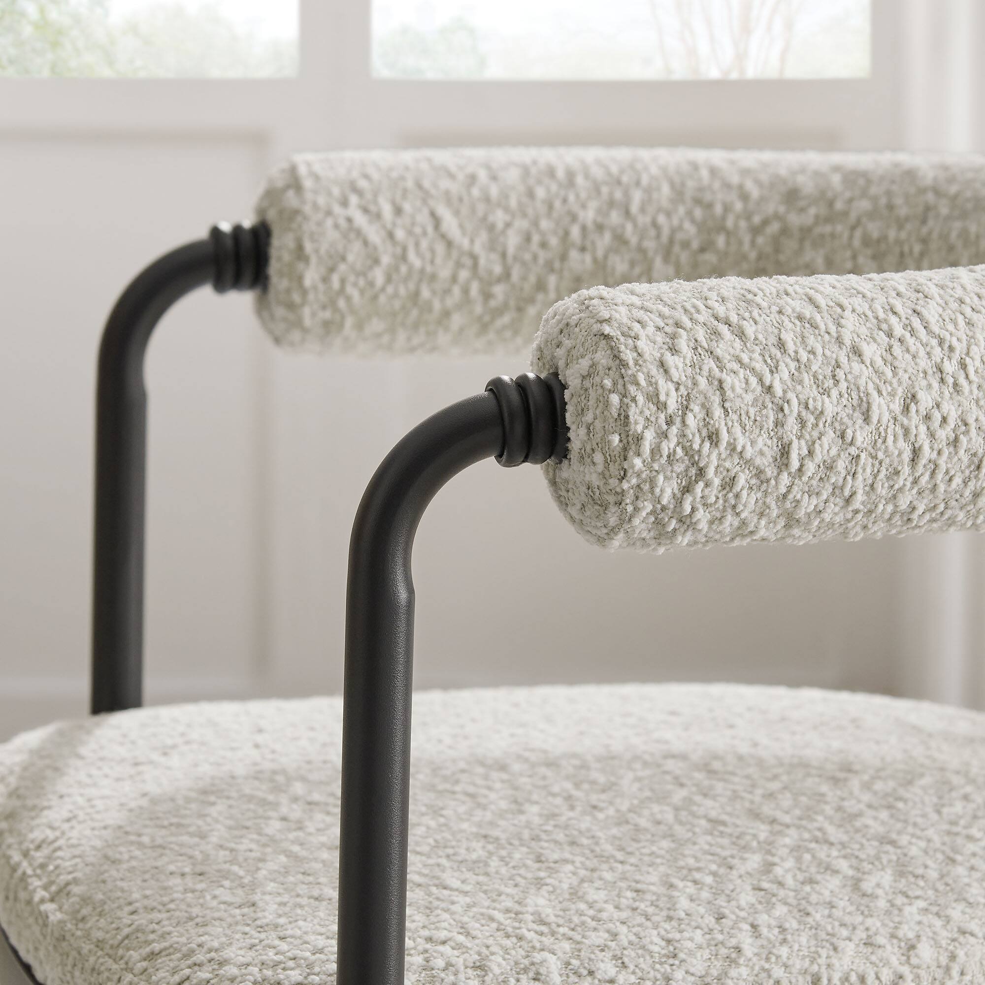 Alt View 5. Modway - Turin Curved Back Boucle and Metal Dining Accent Chair by Modway - White.