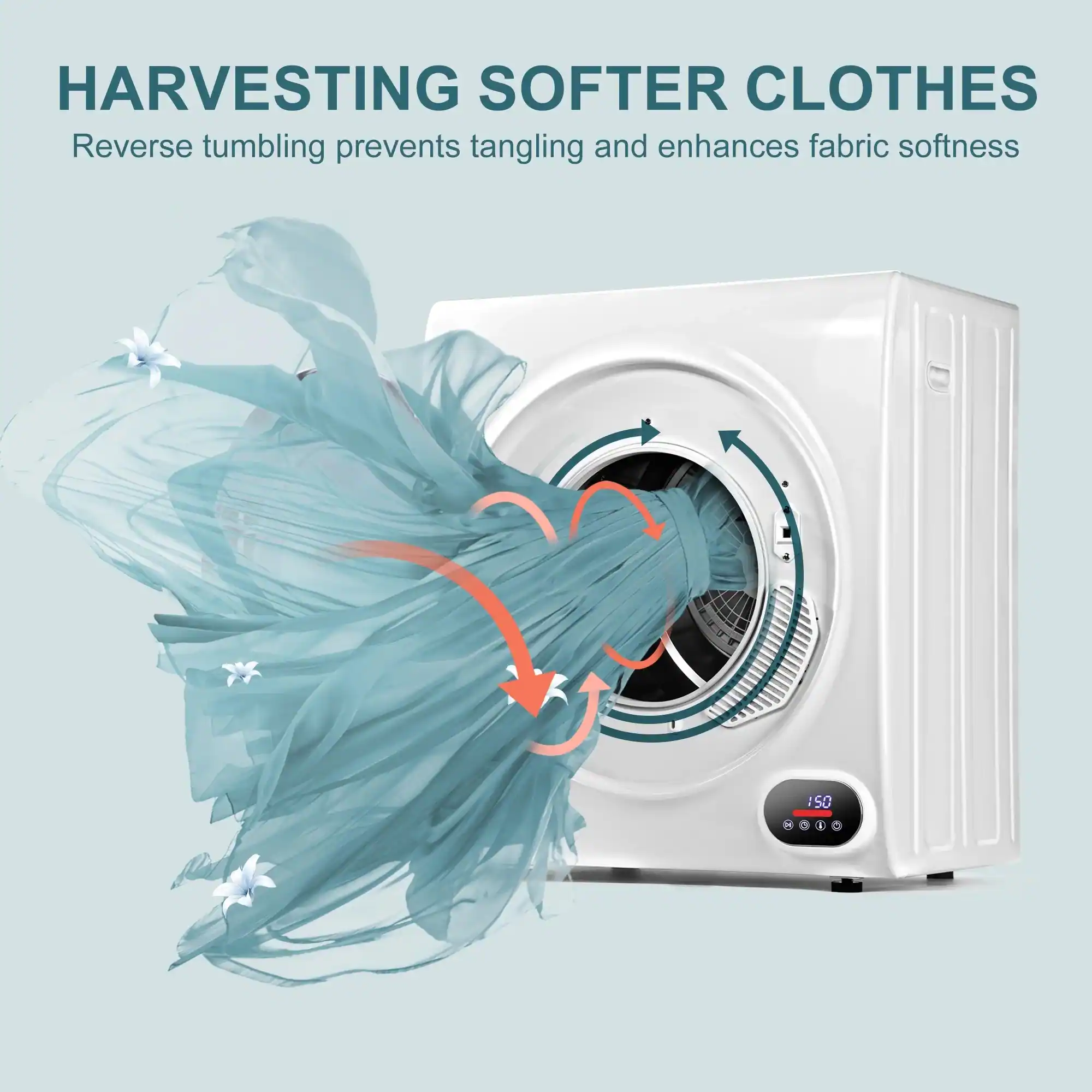 HARVESTING SOFTER CLOTHES

Reverse tumbling prevents tangling and enhances fabric softness.