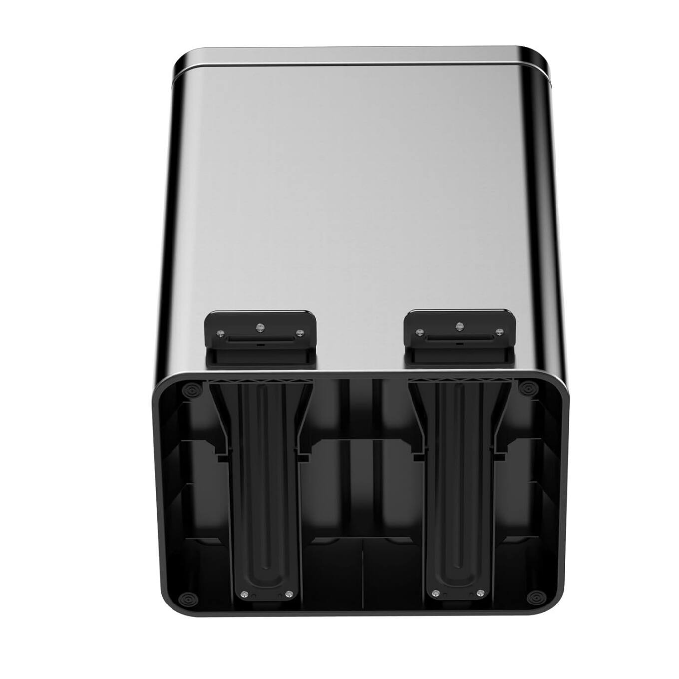 Left. GARVEE - Dual Compartment Trash Can - 30L/8 Gal Stainless Steel Kitchen Trash Can - Silver.