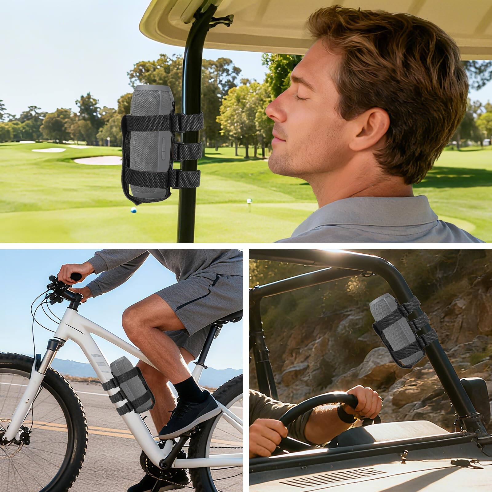 Alt View 2. Neewer - Speaker Mount for Golf Cart, Adjustable Strap - Black.