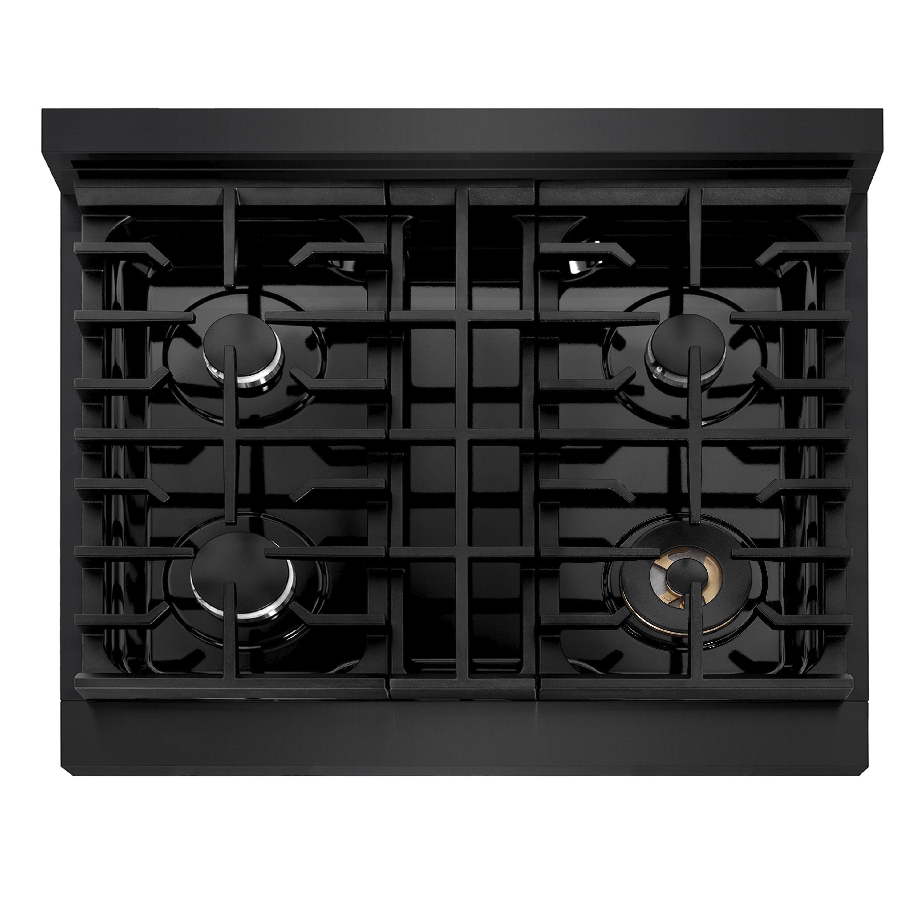 Left. ZLINE - ZLINE 30 in. Paramount Gas Rangetop with 4 Burners (SRTB-30) - Black Stainless Steel.