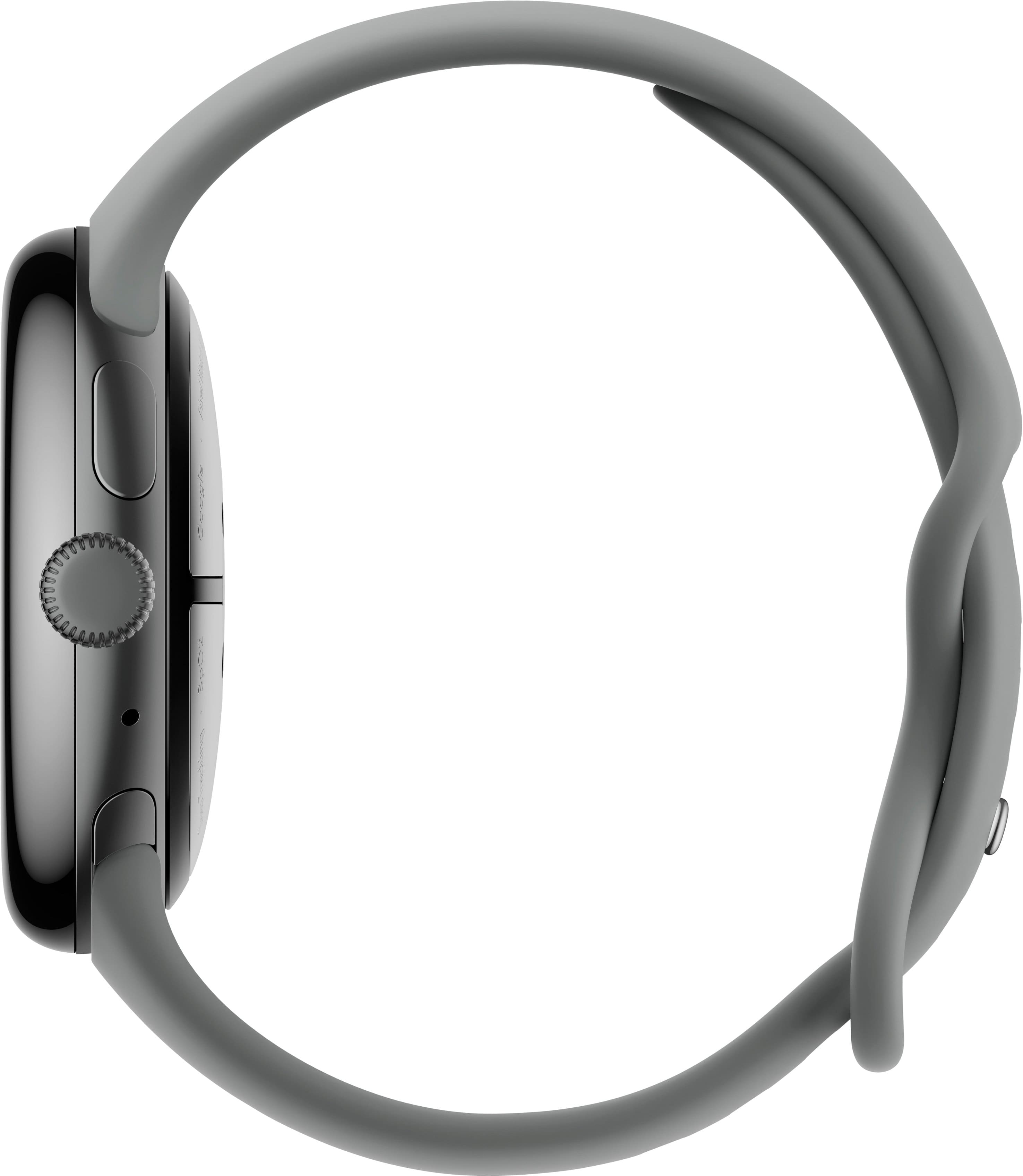 Left. Google - Pixel Watch 3 (45mm) Smartwatch with Hazel Band - Wi-Fi - Matte Hazel.