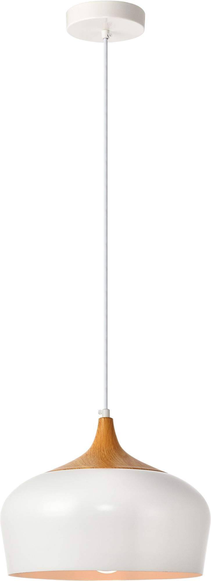Alt View 3. Living District - Nora Collection Pendant D11.5in H9in Lt:1 frosted white and natural wood finish - White And Natural Wood.