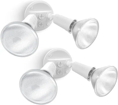 Front. FINEAK - 2 Pack Switch Controlled 300W PAR38 Outdoor Flood Light Fixture (White).