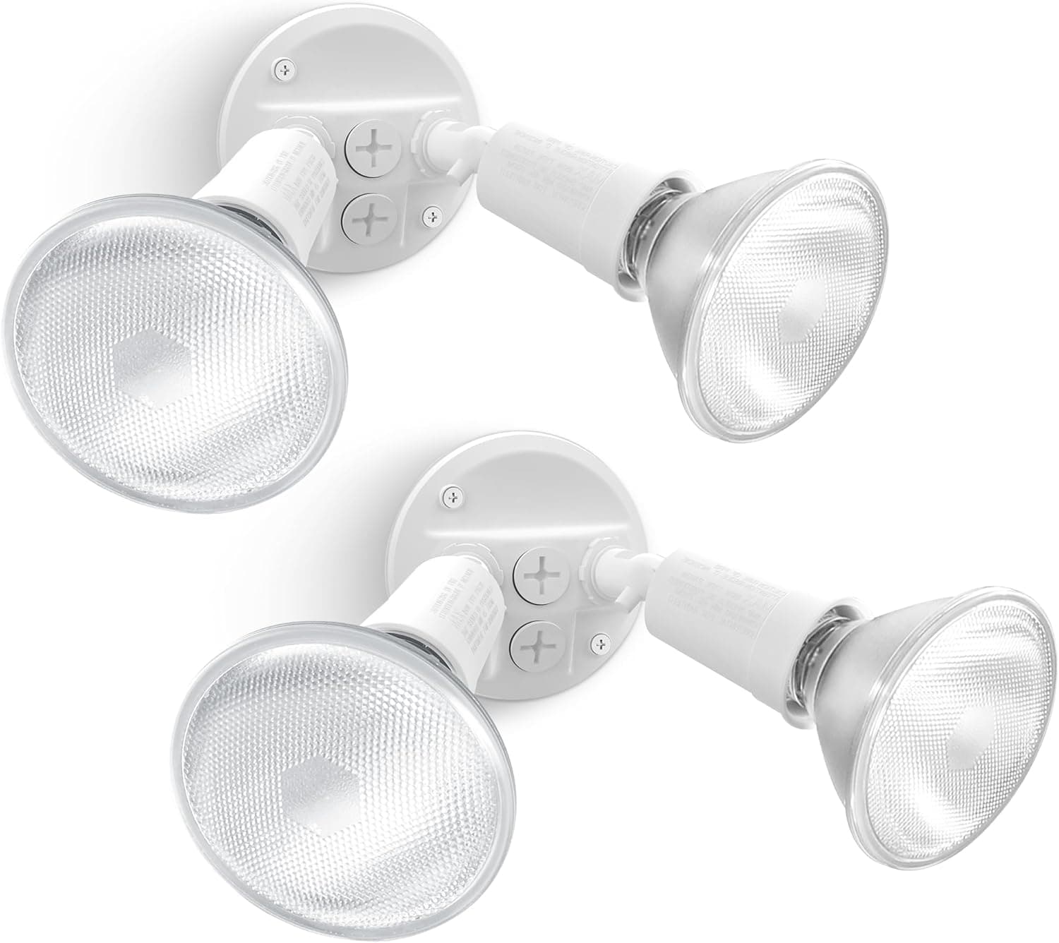 Front. FINEAK - 2 Pack Switch Controlled 300W PAR38 Outdoor Flood Light Fixture (White).