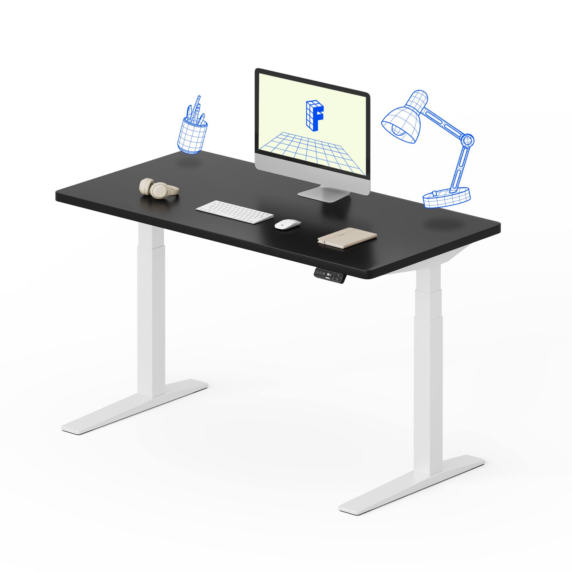 Alt View 6. FlexiSpot - FlexiSpot E7Pro 55''W Electric Adjustable Standing Desk Chipboard, Black/White - Black.