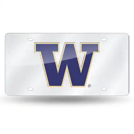 Front. Rico Industries - Washington Huskies Mirrored Laser Cut License Plate Laser Tag - Multi.
