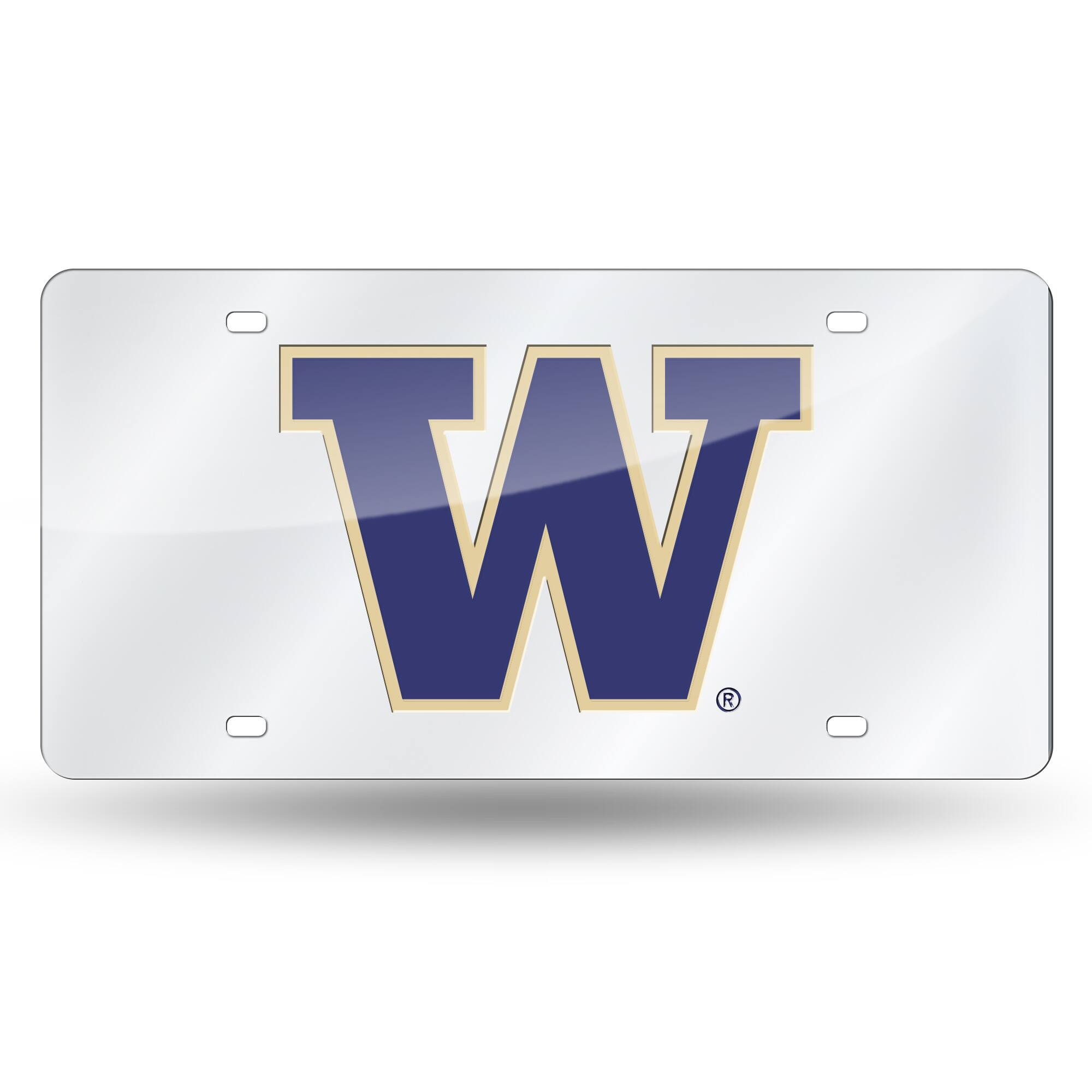 Front. Rico Industries - Washington Huskies Mirrored Laser Cut License Plate Laser Tag - Multi.