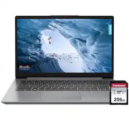 Lenovo - Ideapad 1 14" Laptop, 4GB Memory, 128GB eMMC (Cloud with 256GB Card - Gray