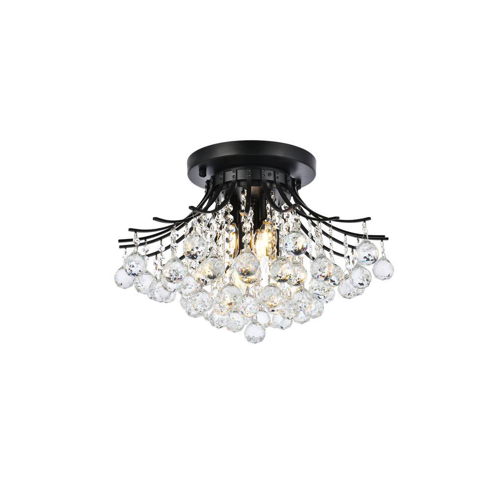 Alt View 4. Elegant Lighting - Toureg 19 inch black flush mount - Black And Clear.
