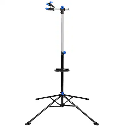 Front. RAD Cycle - Bike Repair Stand 360-degree Rotating Bike Stand for Maintenance - Tool Tray Clamps for - Black with Blue Accents.