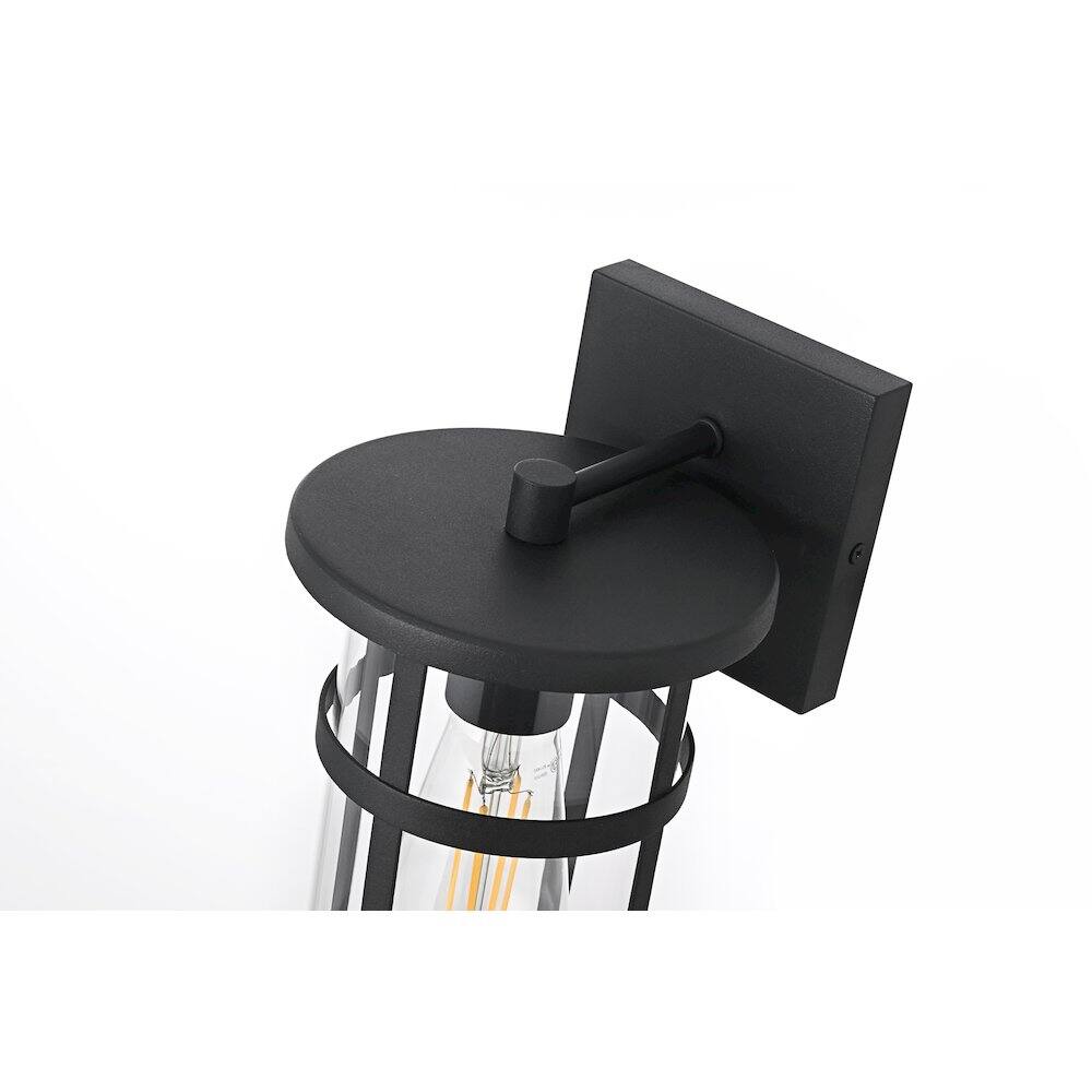 Alt View 3. Elegant Lighting - Henrik 6 Inch Outdoor Wall Sconce In Black - Black.