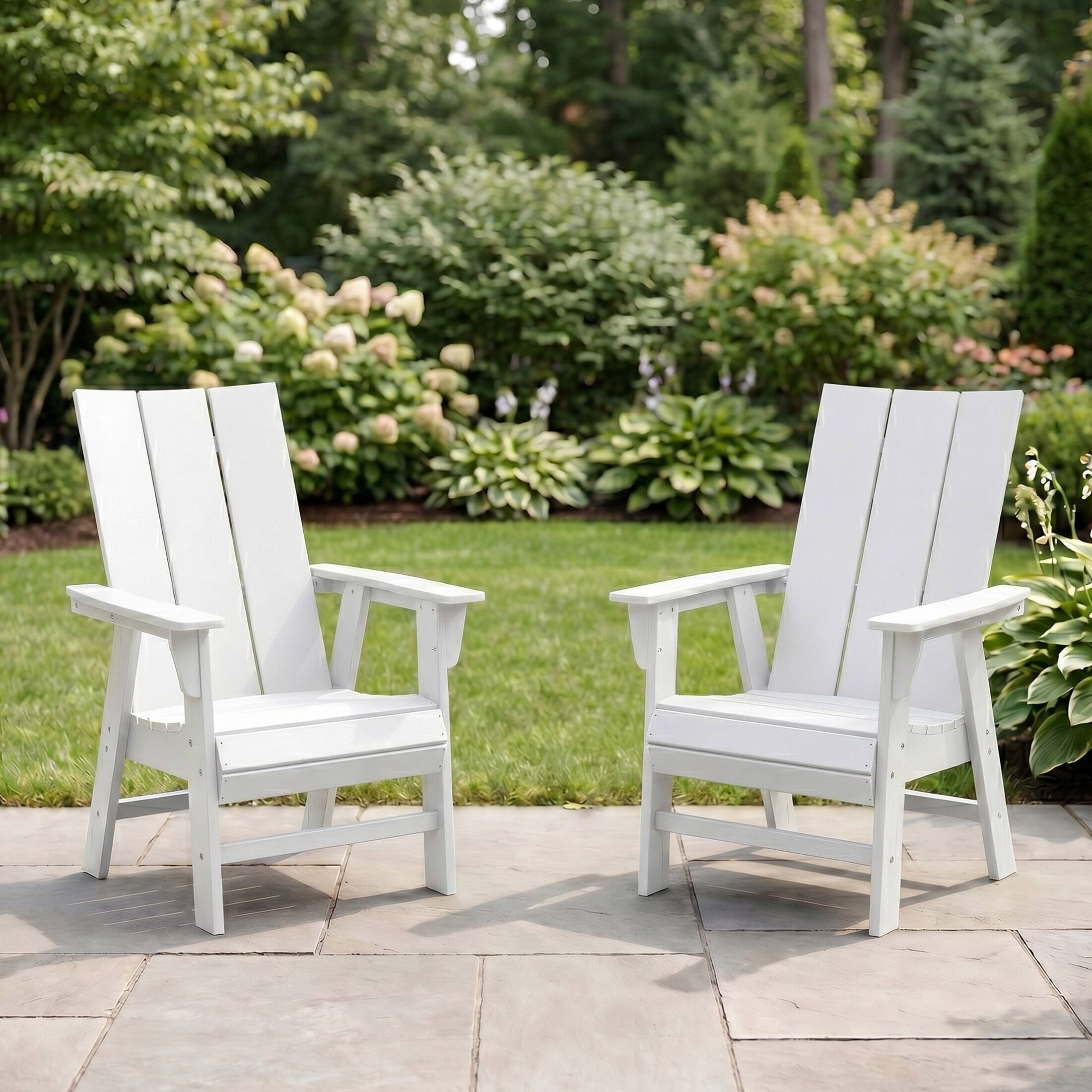 Angle. WestinTrends - WestinTrends Ashore Outdoor Patio HDPE Plastic Modern Adirondack Dining Chairs (Set of 2) - White.