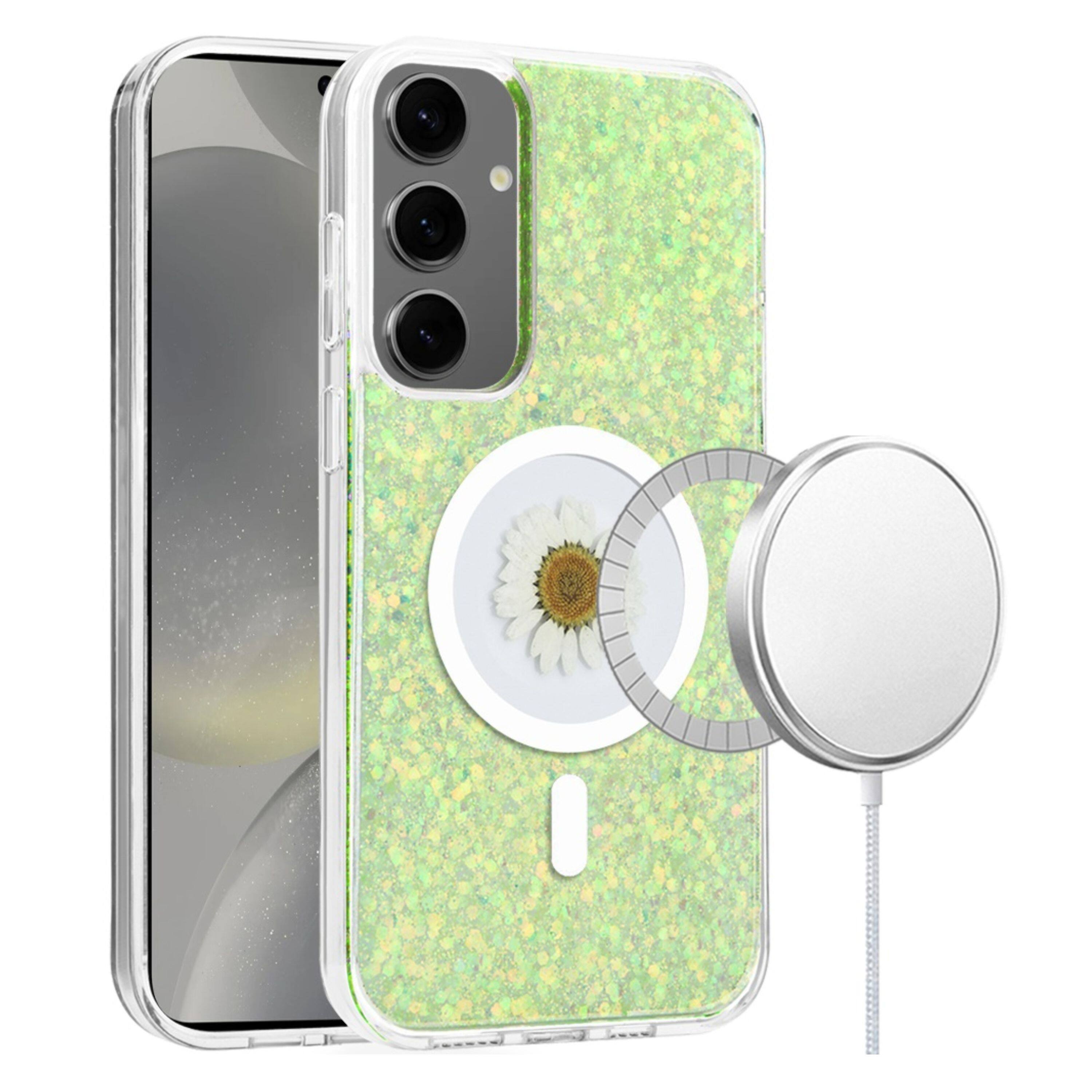 Kitcheniva - Real Flower Epoxy Glitter Phone Case With Magnetic Circle For Samsung Galaxy S24 - Green price history on PriceWatchPro
