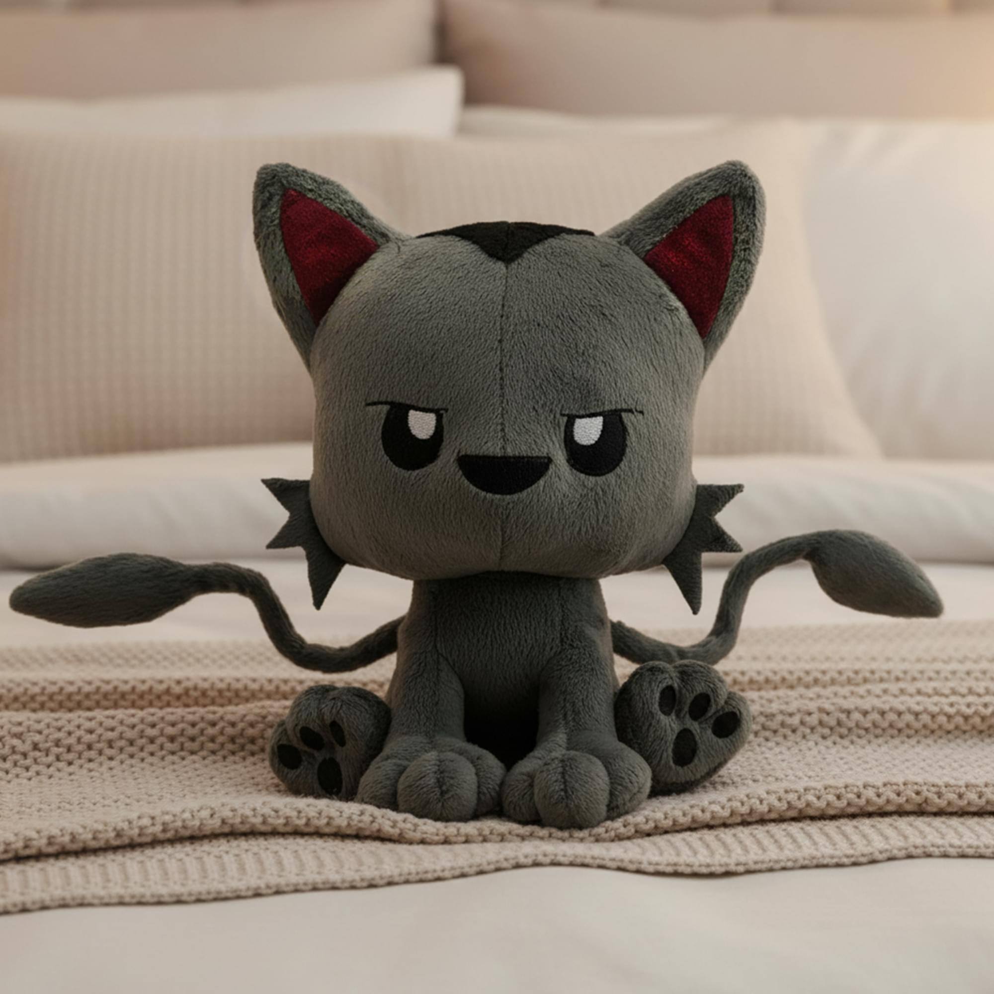 Alt View 2. Tentacle Kitty - Tentacle Kitty Campaign Critters Dungeon Coeurl Plush - Grey.