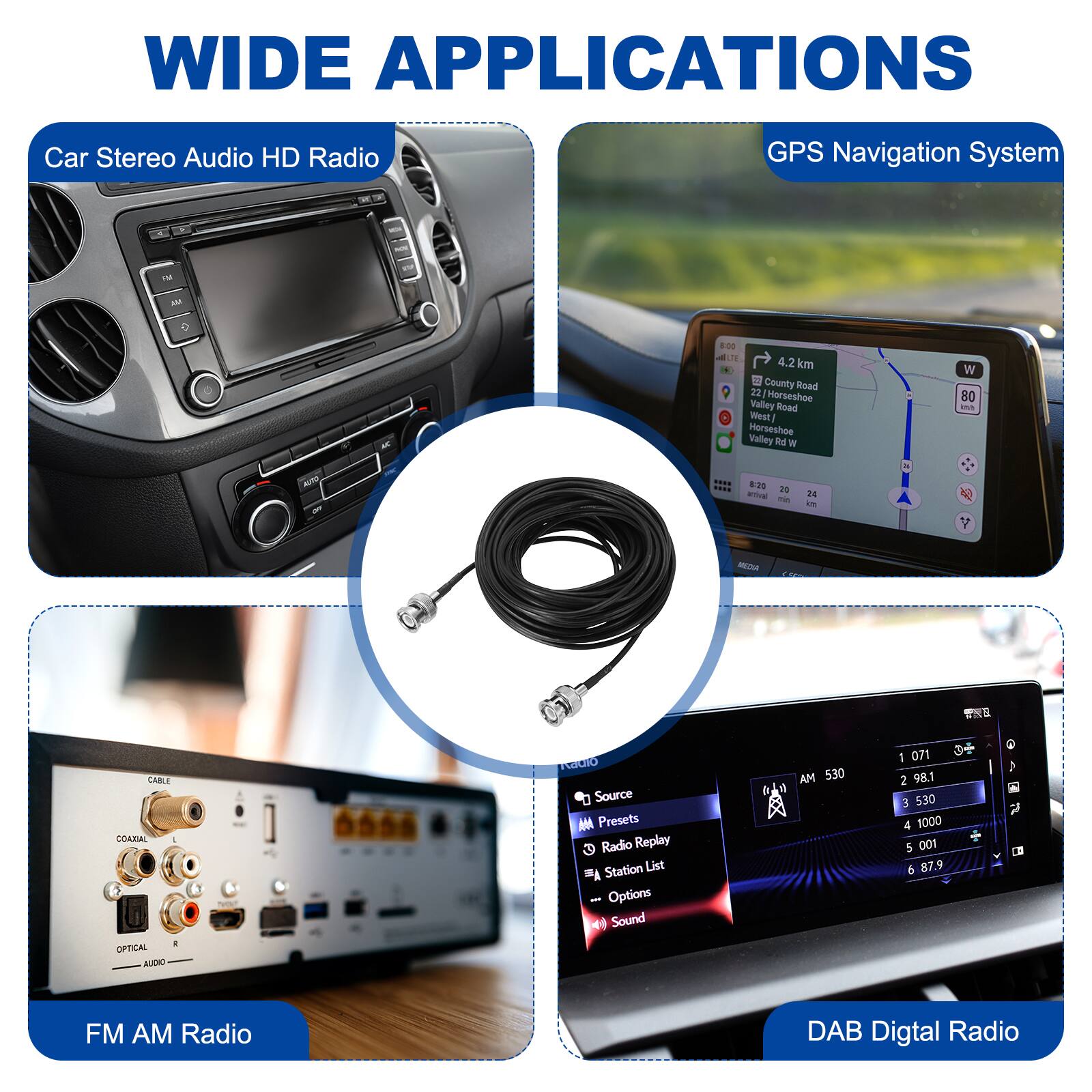 WIDE APPLICATIONS

Car Stereo Audio HD Radio

GPS Navigation System

FM AM Radio

DAB Digital Radio