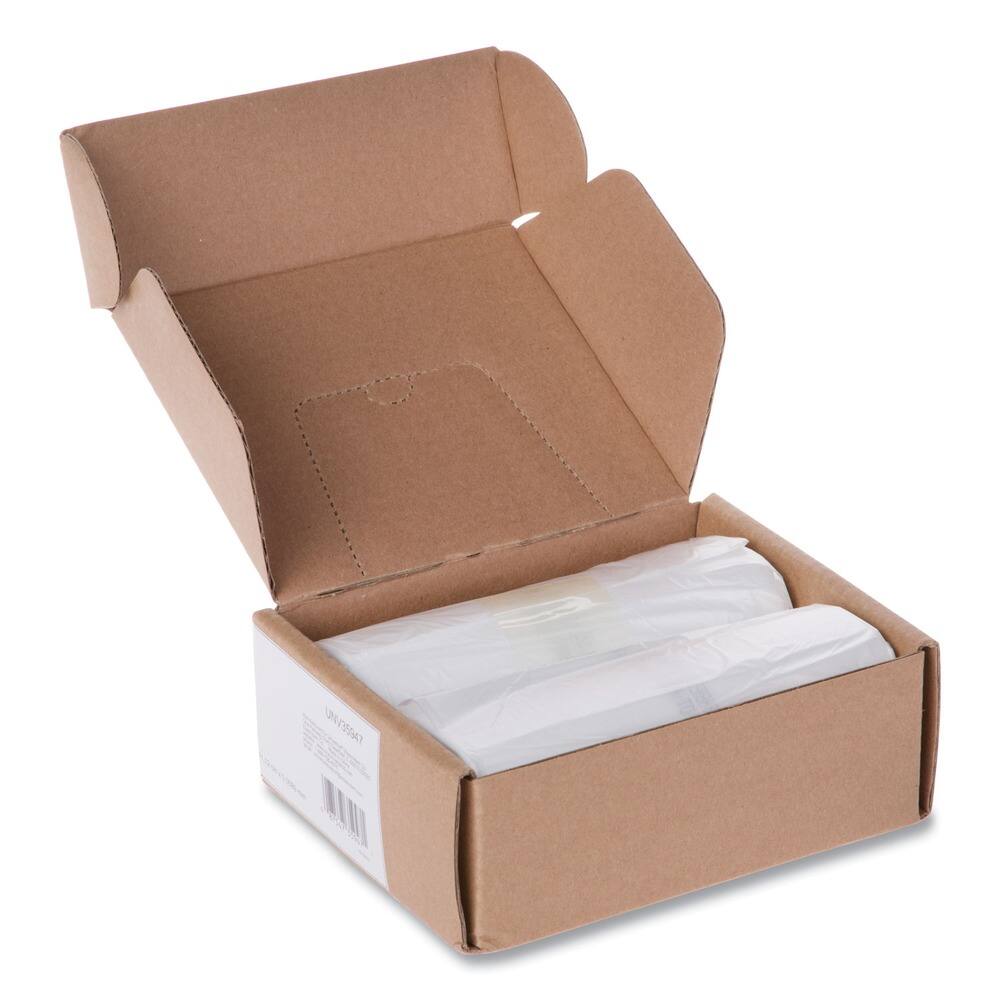 Back. Universal - UNV35947 16 Gallon High-Density Shredder Bags - Clear (100/Box) - Clear.