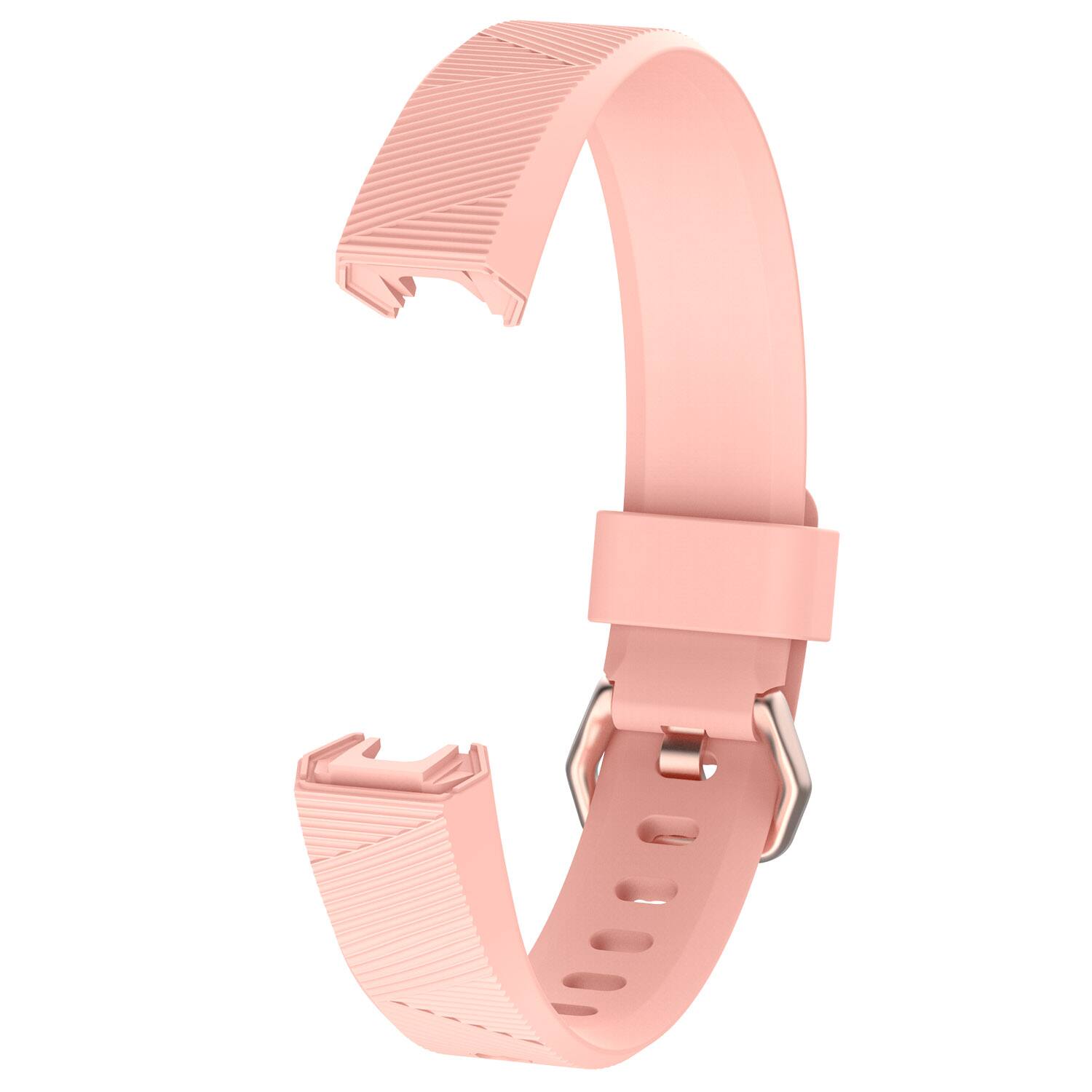 Left. StrapsCo - Active Band Rubber Watch Strap For Fitbit Alta (Medium-Long) - Pink.