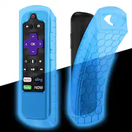 Kitcheniva - Shockproof Silicone Remote Case For Roku Voice Remote (RCAL7R) Sky Blue Glow - Sky Blue Glow