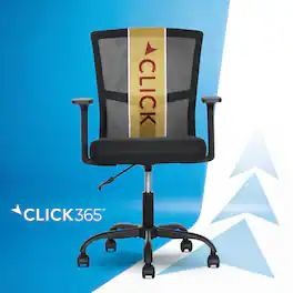 Click365 - Ergonomic Mesh Backrest Office Chair with Lumbar Support & Swivels Adjustable Height Computer Desk Chair for Home Office - Black