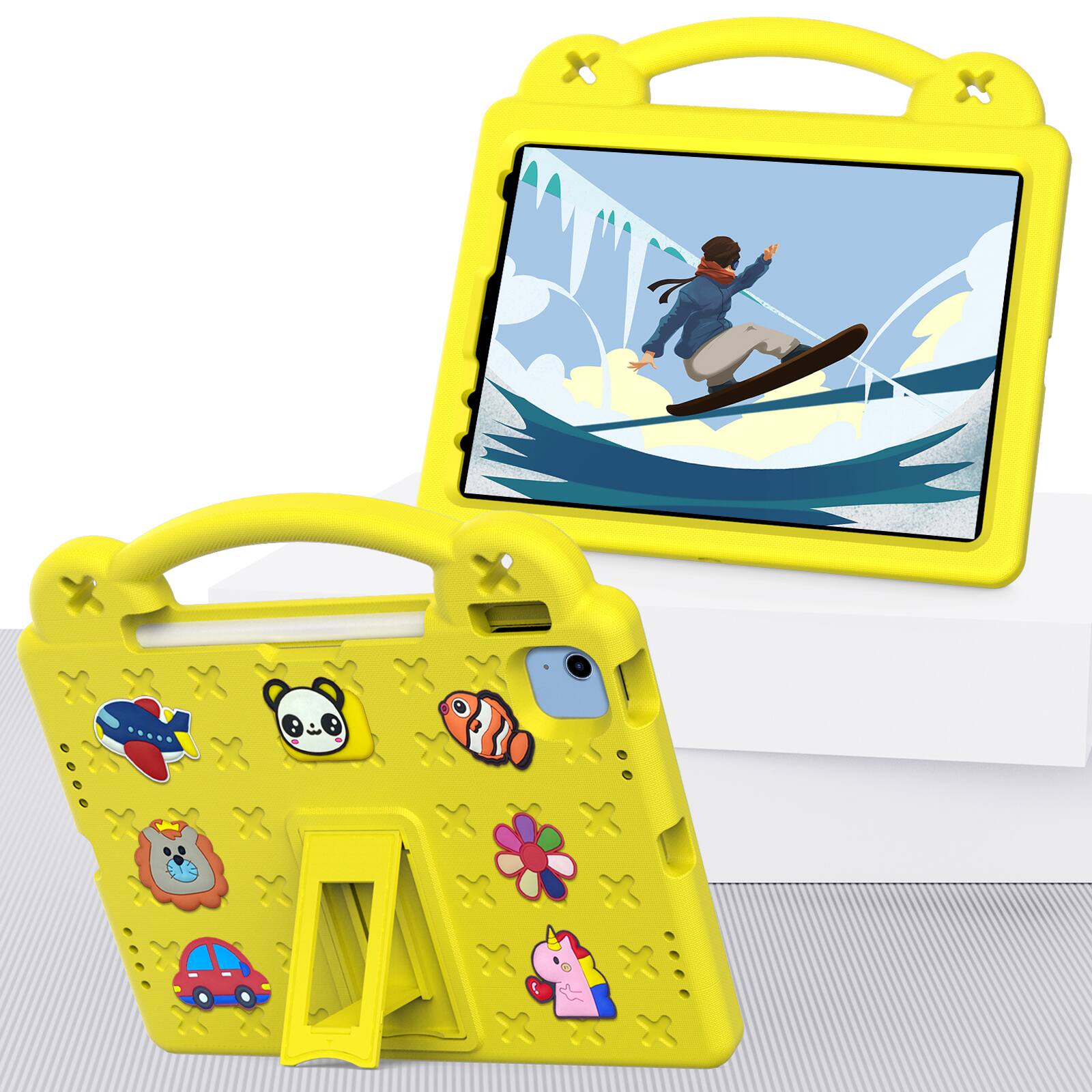Alt View 2. Dteck - For Apple iPad mini (A17 Pro) 2024 and iPad mini 6th 2021 Handle Grip Kickstand Shockproof Rugged Protective Case - Yellow.