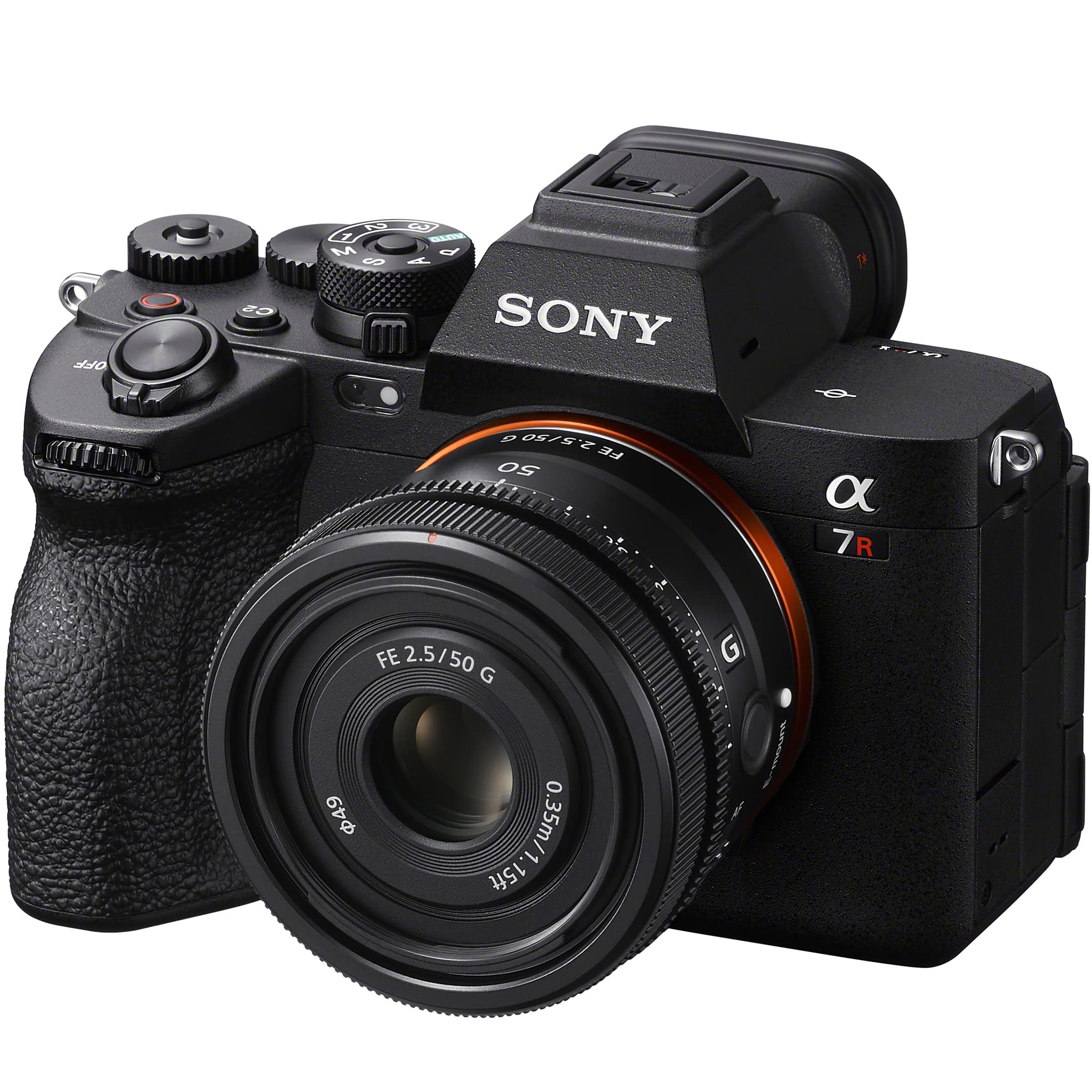 Sure, here is the corrected and grouped text from the image:

- OFF CD bar
- F2 Z S M 9 CO A SONY G O5/57 FE 50 FE 2.5/50 2.5
- G G I 49 0.35m/1.15ft 0.35m/1.15ft
- 1 5H d 7R P

- SONY
- α
- 7R
- FE 2.5/50 G
- 0.35m/1.15ft
- 49
- 1:2.5/50 G
- 50mm